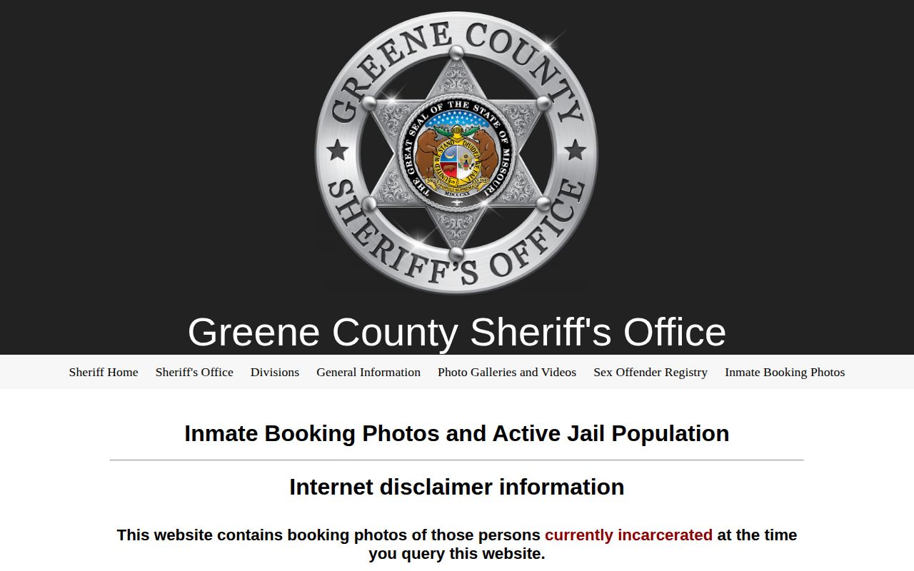 Greene County official JailTracker booking-photo gateway
