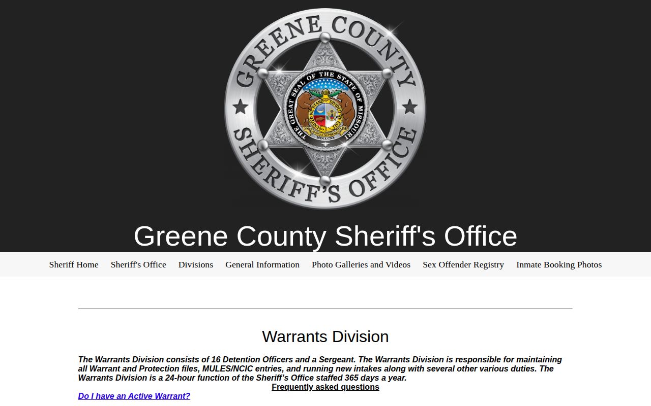 Greene County Warrants Division official warrant-check source